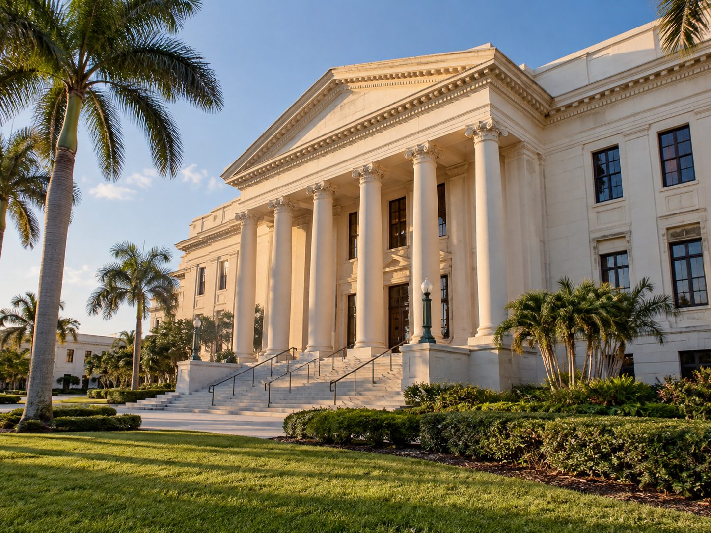 Florida courthouse with palm trees